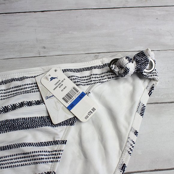 Tommy Bahama Women's Bikini Swim Bottoms Size XL White Black Stripe - Picture 4 of 5